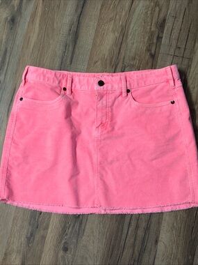 Carve Designs Corduroy Mini Skirt  Neon Pink Coral Raw Hem Casual Women’s  12